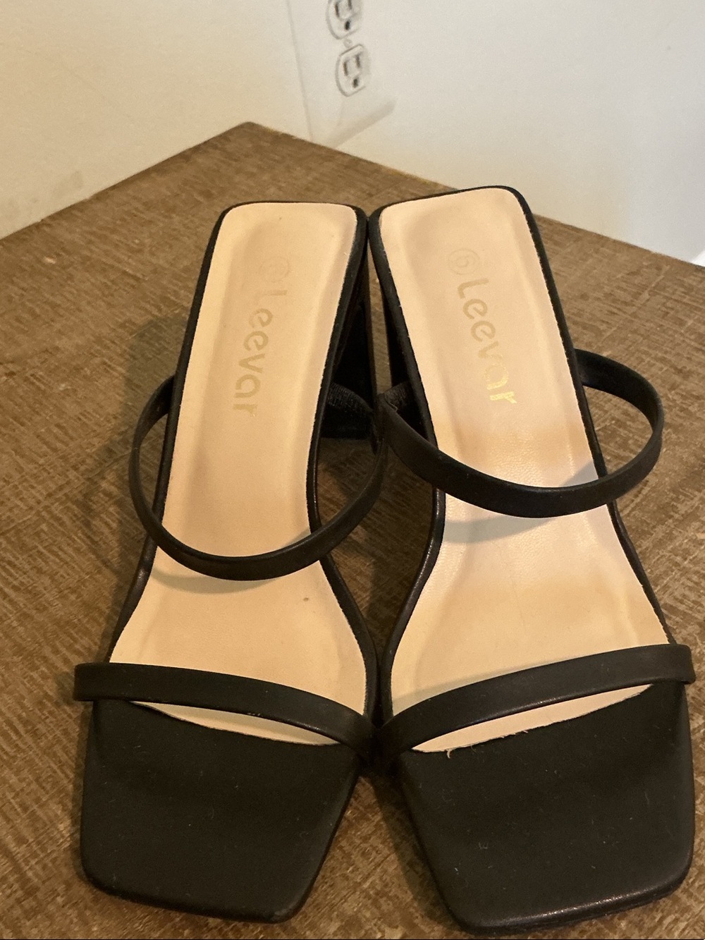 Black double strap heels